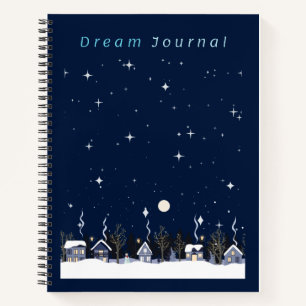 Cuaderno Country Village Nighttime Winter Sky Dream Journal