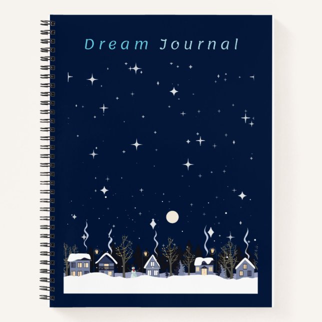 Cuaderno Country Village Nighttime Winter Sky Dream Journal (Anverso)