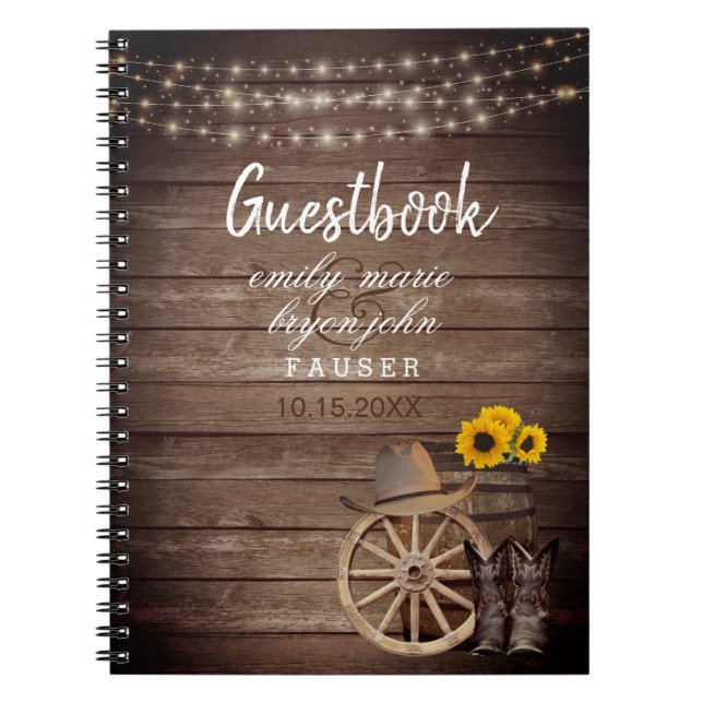 Cuaderno Country Wood Barrel Boda - Libro de invitados (Frente)