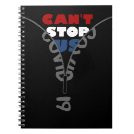 Cuaderno COVID-19 no puede detener el blanco rojo y el azul