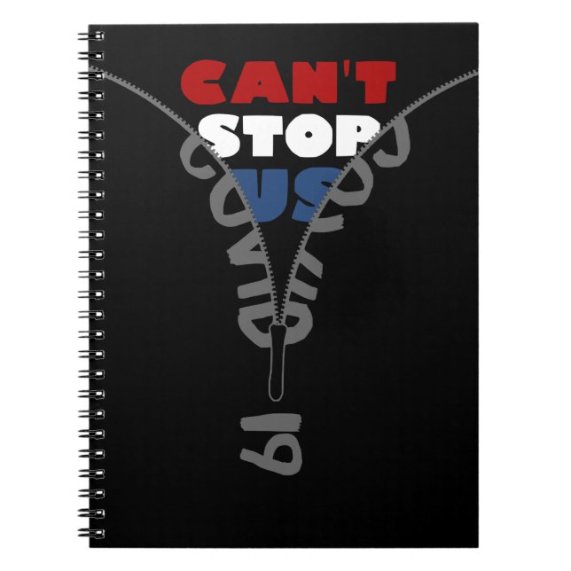 Cuaderno COVID-19 no puede detener el blanco rojo y el azul (Frente)