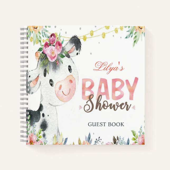 Cuaderno Cow Farm Animals Barnyard baby ducha invitado libr (Anverso)