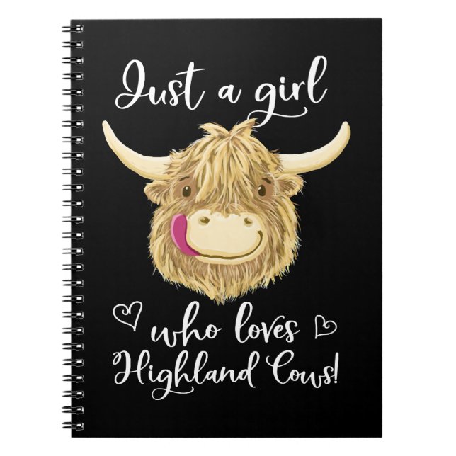 Cuaderno Cow Mooey, solo un Chica que ama la Escocia Highla (Frente)