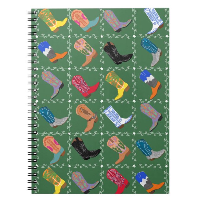 Cuaderno Cowboy Boots Fun Printed Spiral Notebook Journal (Frente)
