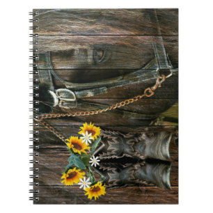Cuaderno Cowboy Caballo Boots Girasoles Rústica Junta de Pa
