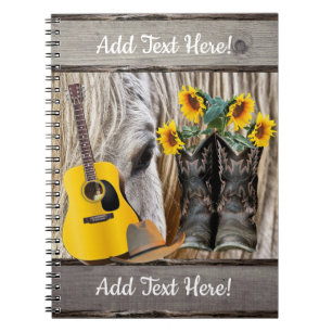 Cuaderno Cowboy Caballo Boots Sunflowers Guitarra Cowboy Go