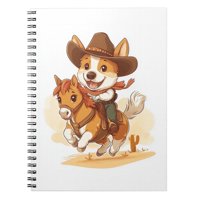 Cuaderno Cowboy Corgi - Perro rodeo occidental (Frente)