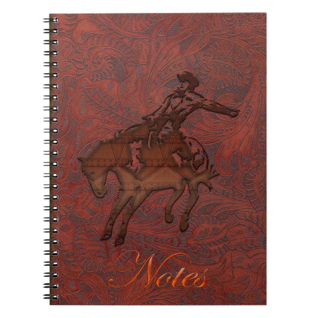 Cuaderno Cowboy Rodeo Mahogany Faux herramienta portátil de (Frente)