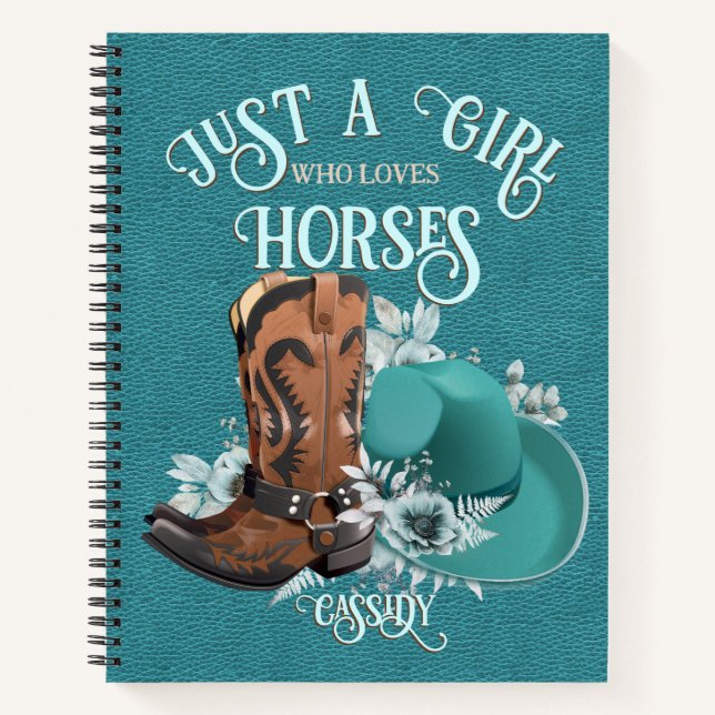 Cuaderno Cowgirl cita botas de vaquero de cuero turquesa go (Anverso)