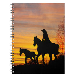 Cuaderno Cowgirl Sunset Horseback Ride Bloc de notas