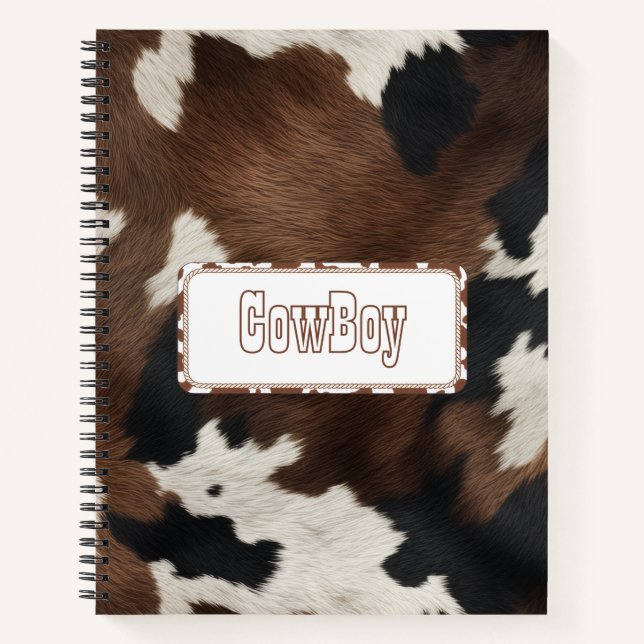 Cuaderno Cowhide Spiral Notebook – Western Cow Print Custom (Anverso)