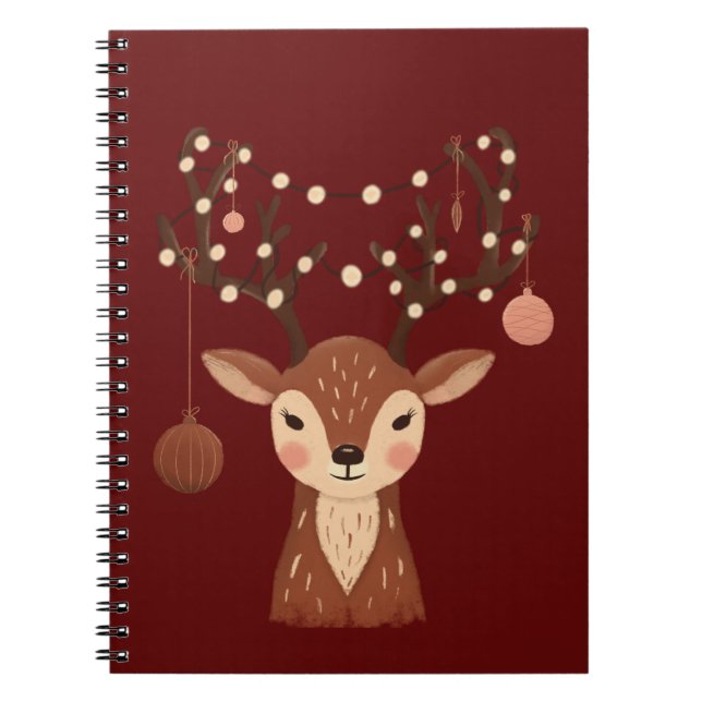 Cuaderno Cozy Christmas Deer with Ornaments and LPhone Case (Frente)