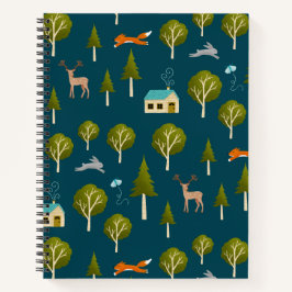 Cuaderno Cozy Forest Cabin and Animals Notebook