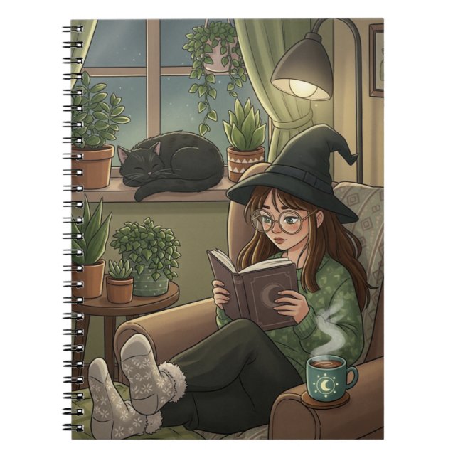 Cuaderno Cozy Nook de lectura otoñal - Té de libros de gato (Frente)