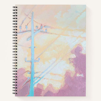 Cuaderno Cozy nubes powerlines arte original para portátile