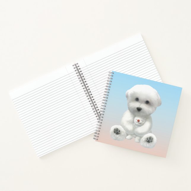 Cuaderno Cozy Plush Moment: Smiling Bichon Hugging Mini Pup (Interior)
