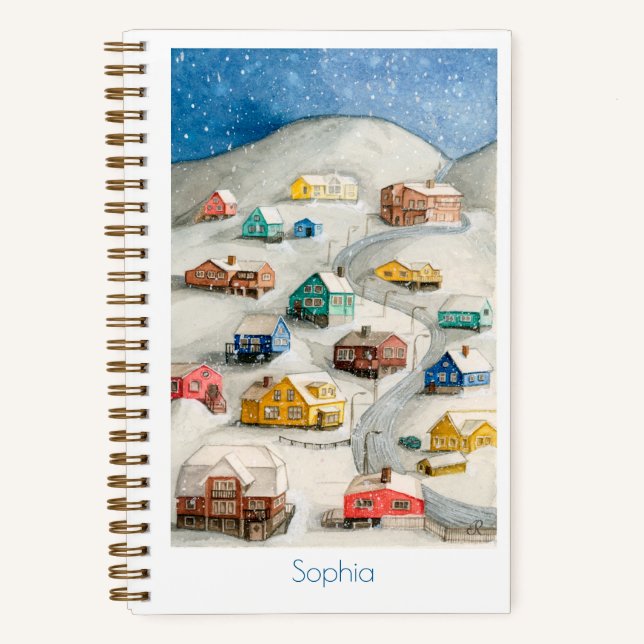 Cuaderno Cozy Winter Village Art (Anverso)