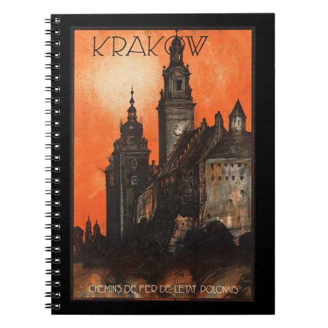 Cuaderno Cracovia Polonia - Cartel de viaje polaco vintage (Frente)