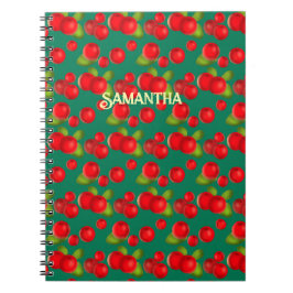 Cuaderno Cranberry con hojas