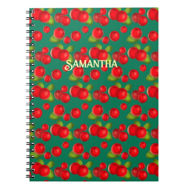 Cuaderno Cranberry con hojas (Frente)