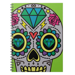 Cuaderno Cráneo colorido enrrollado abstracto del azúcar