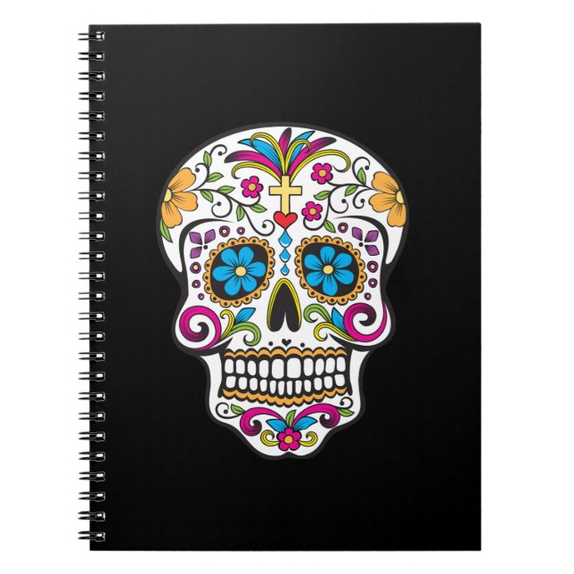 Cuaderno Cráneo de azúcar lindo feliz día de los muertos (Frente)