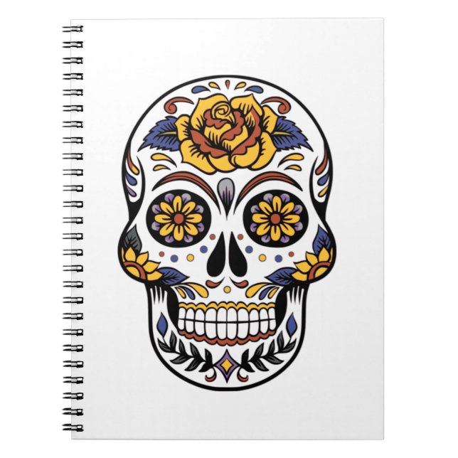 Cuaderno Cráneo de azúcar rosa amarillo (Frente)