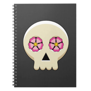 Cuaderno Cráneo de Gótico kawaii con flores