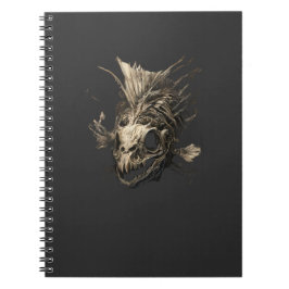 Cuaderno Cráneo de pez prehistórico arte oscuro grunge