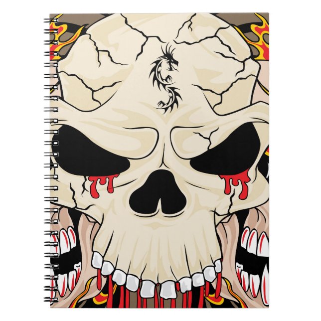 Cuaderno Cráneo de tatuajes 8 Ball Flame Candal de incendio (Frente)