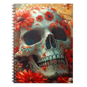 Cuaderno Cráneo en Wildflowers Halloween de otoño