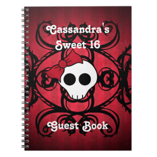 Cuaderno Cráneo gótico lindo en el dulce 16 de la casilla