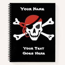 Cuaderno Cráneo Pirata simple sonriente con Bananna Roja