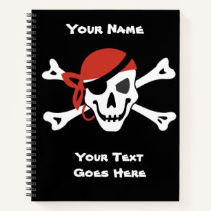 Cuaderno Cráneo Pirata simple sonriente con Bananna Roja