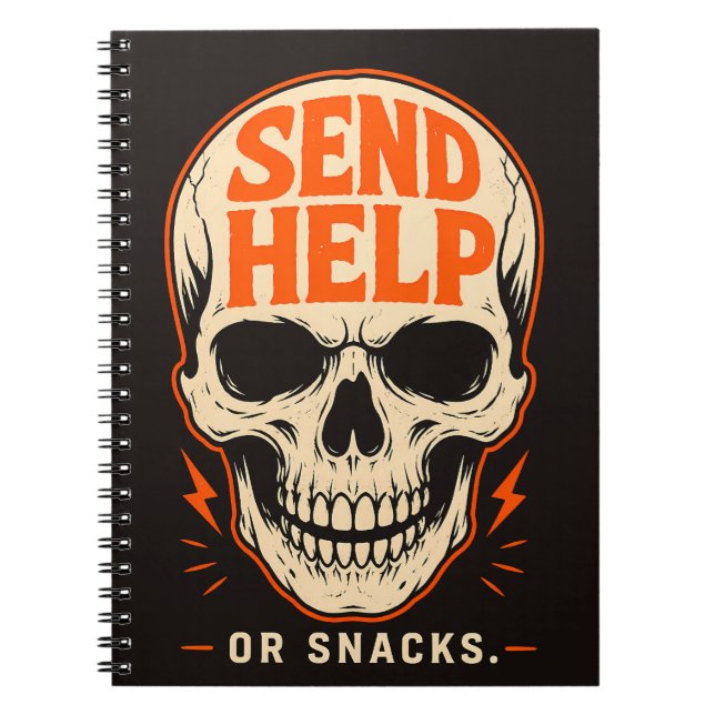 Cuaderno Cráneo Retro Divertido Envía Ayuda O Snacks (Frente)