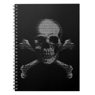 Cuaderno Cráneo y bandera pirata del pirata informático