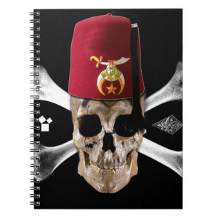 Cuaderno Cráneo y huesos masónicos de Shriner con Fes