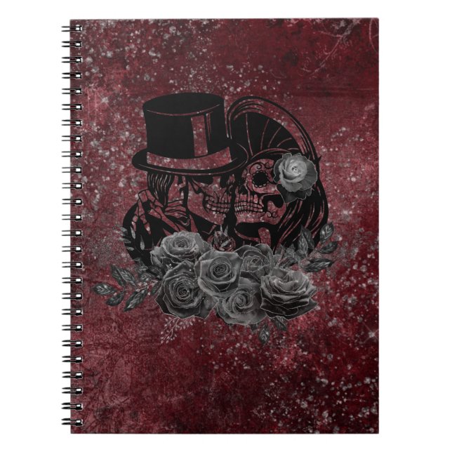 Cuaderno Cránulos De Besado Gótico Pareja Y Eterno Rojo De  (Frente)