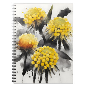 Cuaderno Craspedia - Flores de acuarela