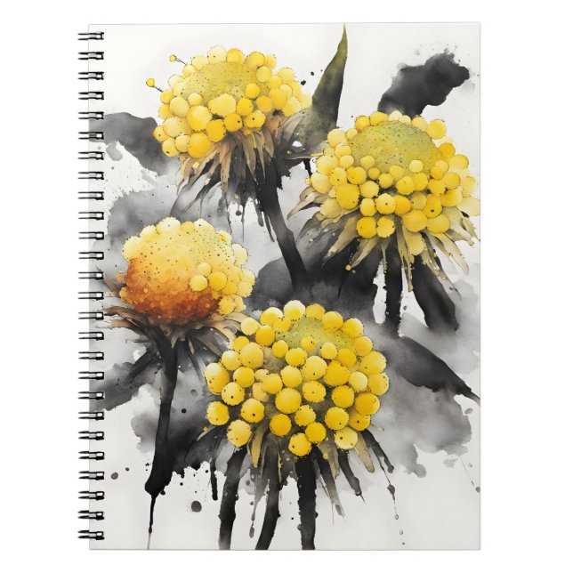 Cuaderno Craspedia - Flores de acuarela (Frente)