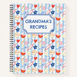 Cuaderno Crayon Kitchen Doodle Retro Cooking Pattern Recipe