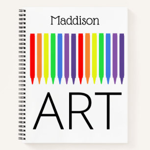 Cuaderno Crayones arcoiris, boceto ART o notas, tu nombre