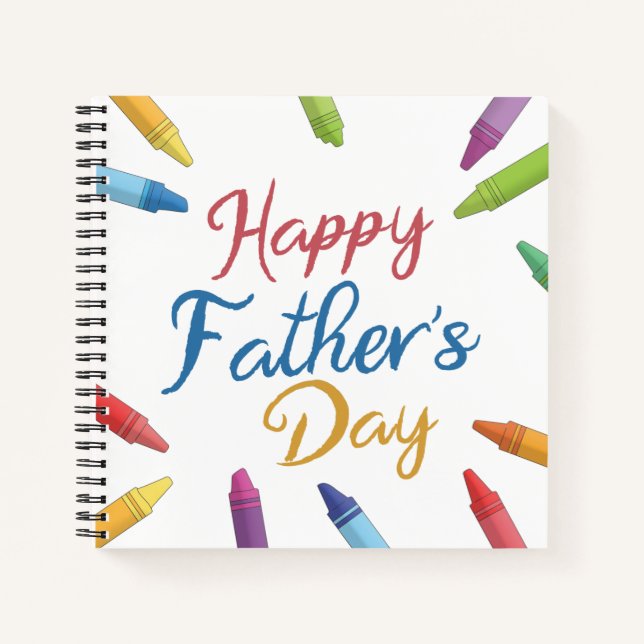 Cuaderno Crayones Feliz Tipografía del Día del Padre | Port (Anverso)