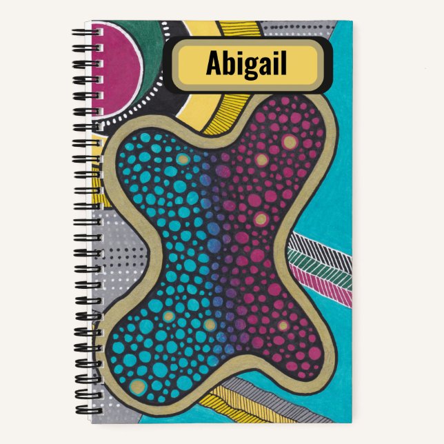 Cuaderno Crazy brillante ameba, personalizado, doodle art (Anverso)