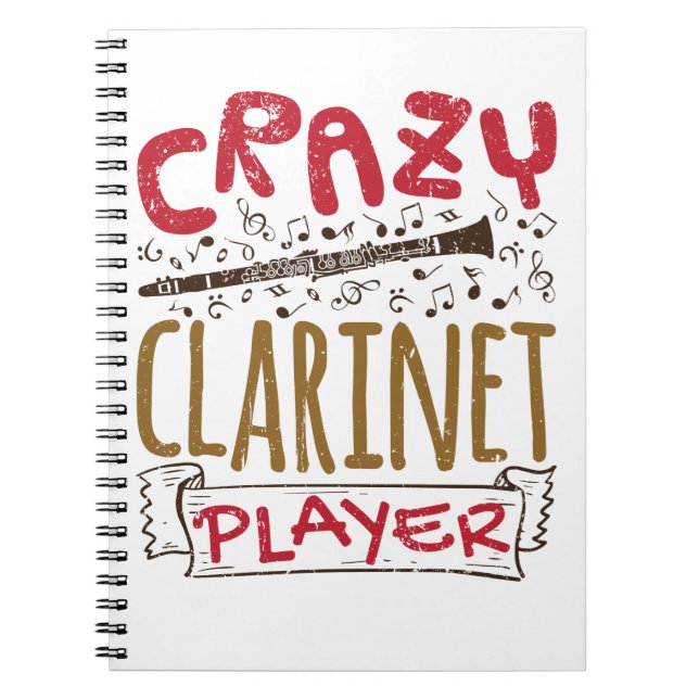 Cuaderno Crazy Clarinet Player Clarinetista (Frente)
