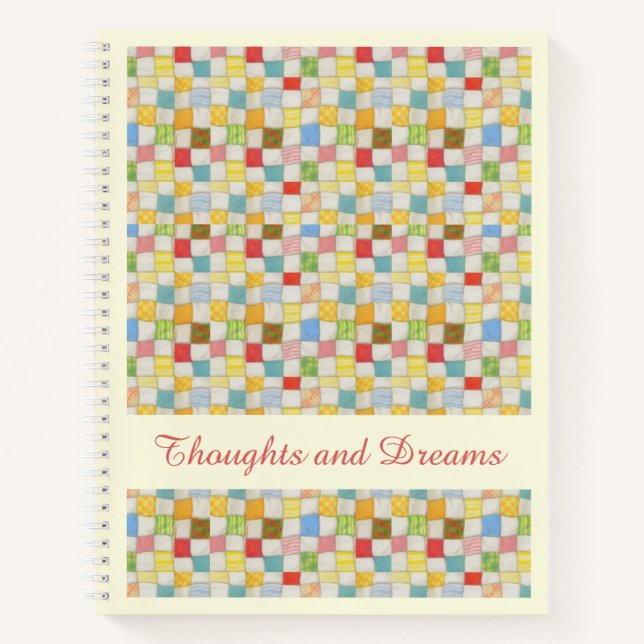 Cuaderno CRAZY QUILT 8.5x11 portátil + amarillo texto (Anverso)