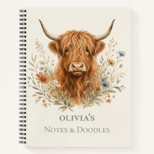 Cuaderno Crea tu propia acuarela de vaca de las Highlands