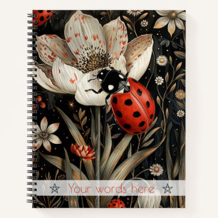 Cuaderno Crea Tu Propia Elegante Mariquita Floral Blanca