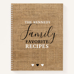 Cuaderno Crea tu propia familia de recetas favoritas Burlap