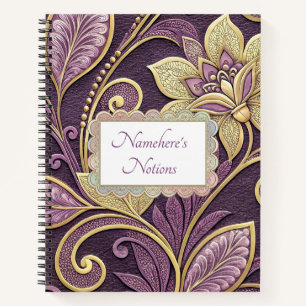 Cuaderno Crea Tu Propia Flor Vintage Ciruela Dorada